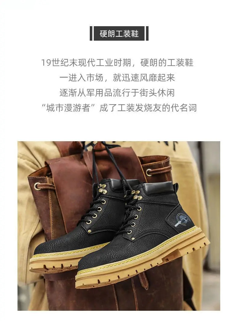 DUTRIEUX Lederstiefel Bequeme Plattform - Größe EU 42-46, EVA-Innenbett, Rutschfeste PU-Sohle