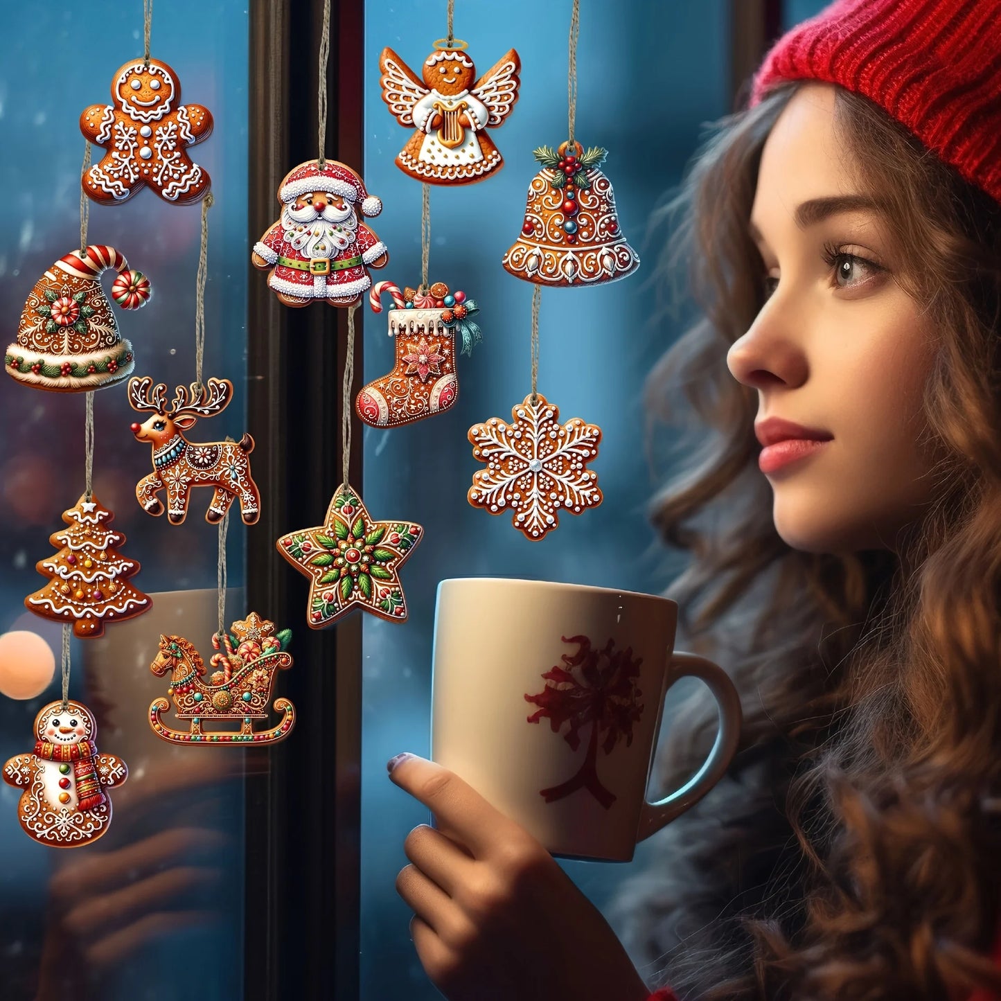 Choice Handgefertigtes Holz-Weihnachtsornament-Set - 12/24/36 Stück, Holz, Klein