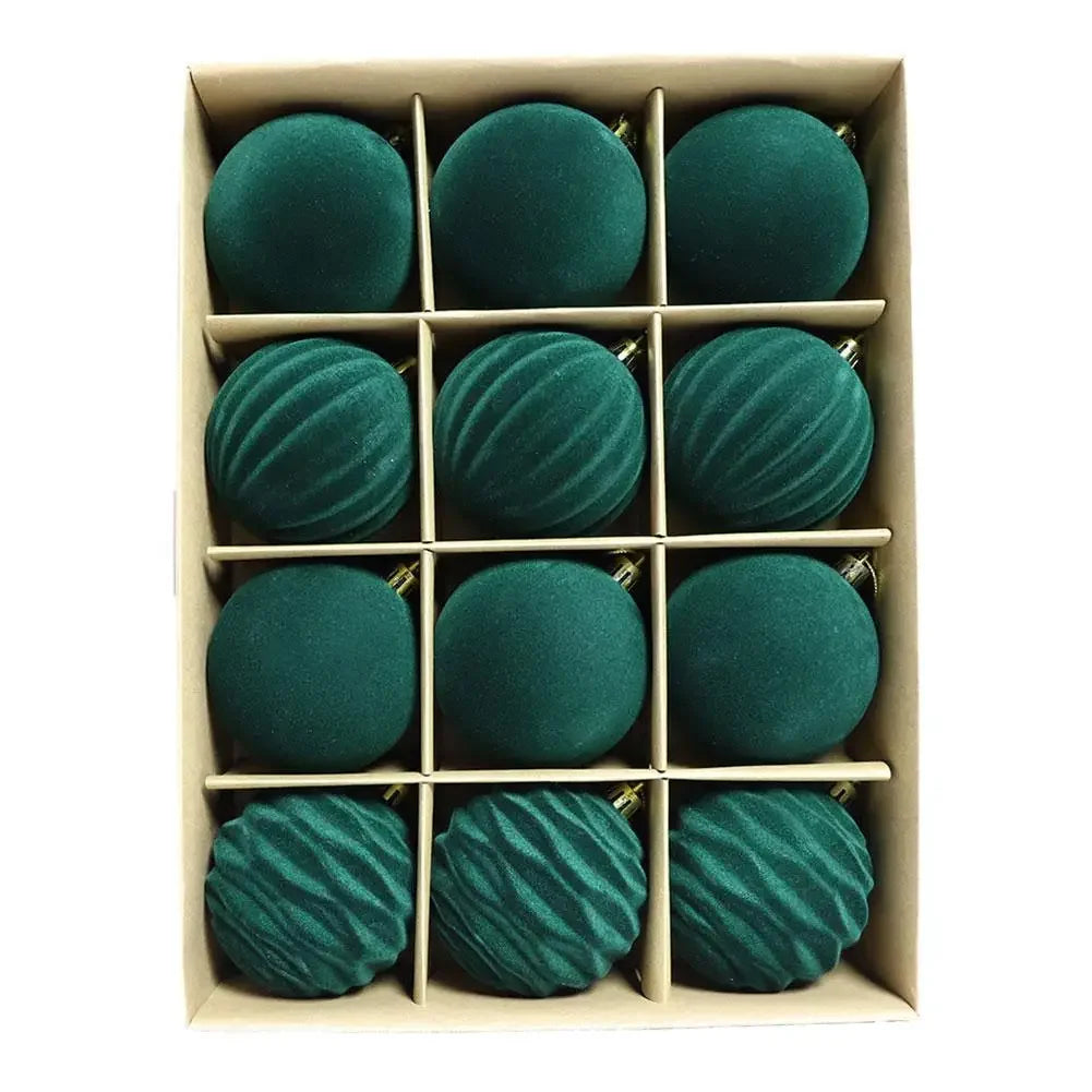 VelvetLux Kugeln Flockierte Velvetkugeln - 12 Stück, Durchmesser 6 cm