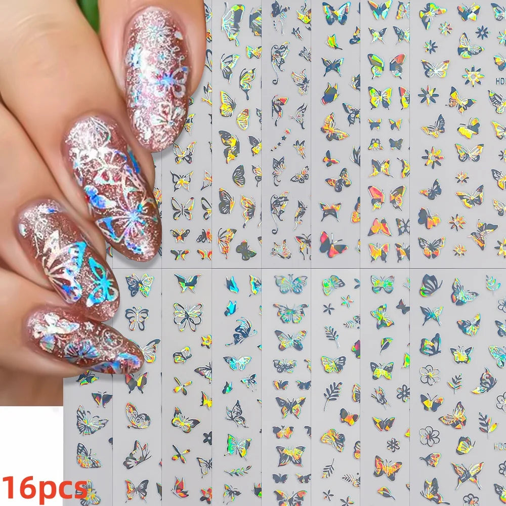 MAFANAILS Y2K Holo Schmetterlinge - 12er Selbstklebend