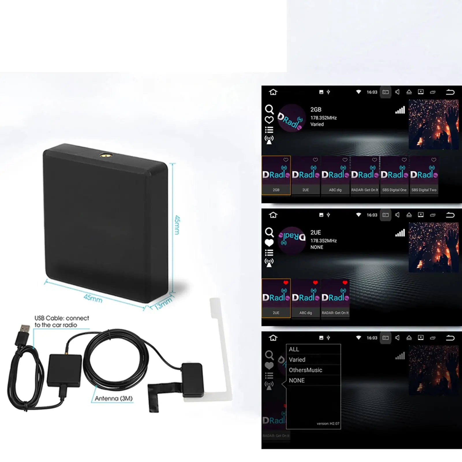 DAB 004 USB DAB Box Digitaler Radioantennen-Tuner FM-Übertragung für Autoradio Android 5.1 für Länder mit DAB-Signal by Golden Bridge Store