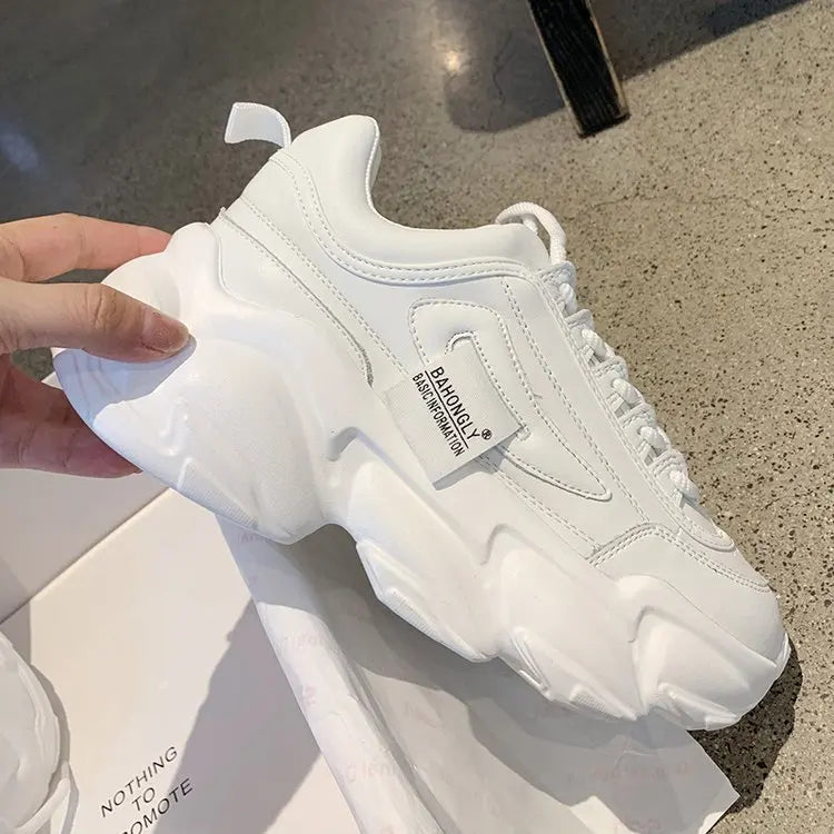 YBQJOO Damen Sneaker Atmungsaktiv - PU 3-5 Cm Plattform