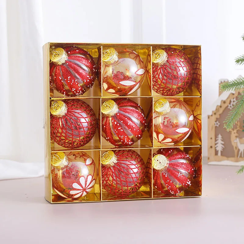 Choice Weihnachtskugel Set 8 cm Durchmesser - 9 Stück Kunststoff