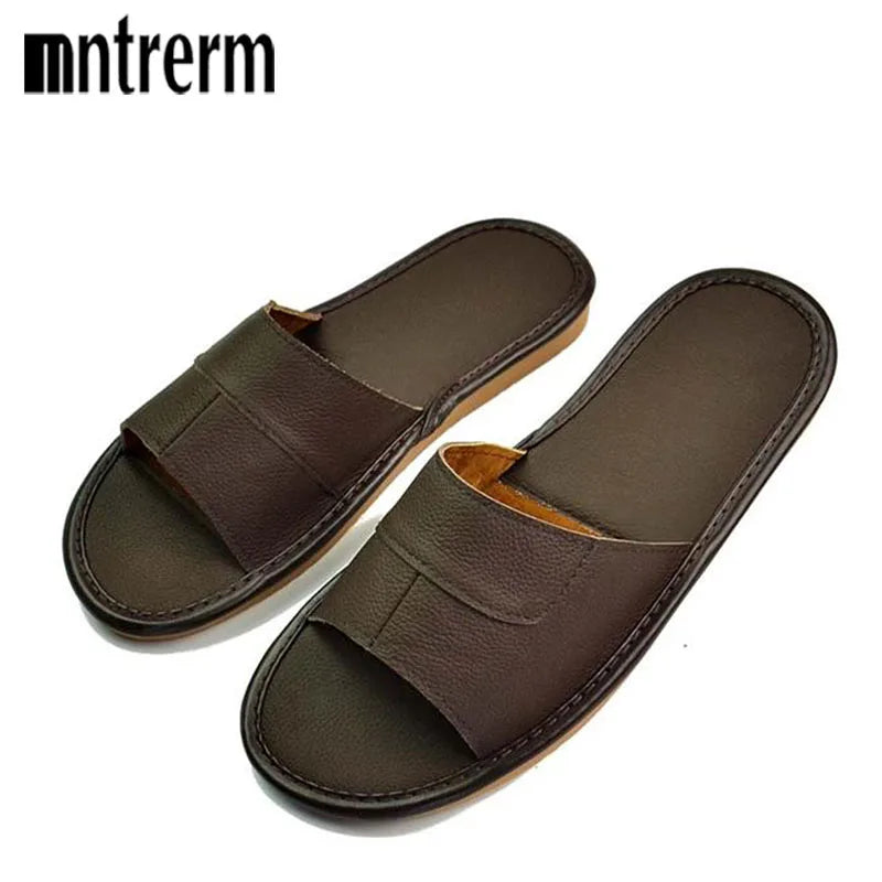 Neue Leder Hausschuhe Männer Heim Einrichtung Innen Boden Klassisch Schuhe Casual Slides Leder Sandalias Zapatos Hombre