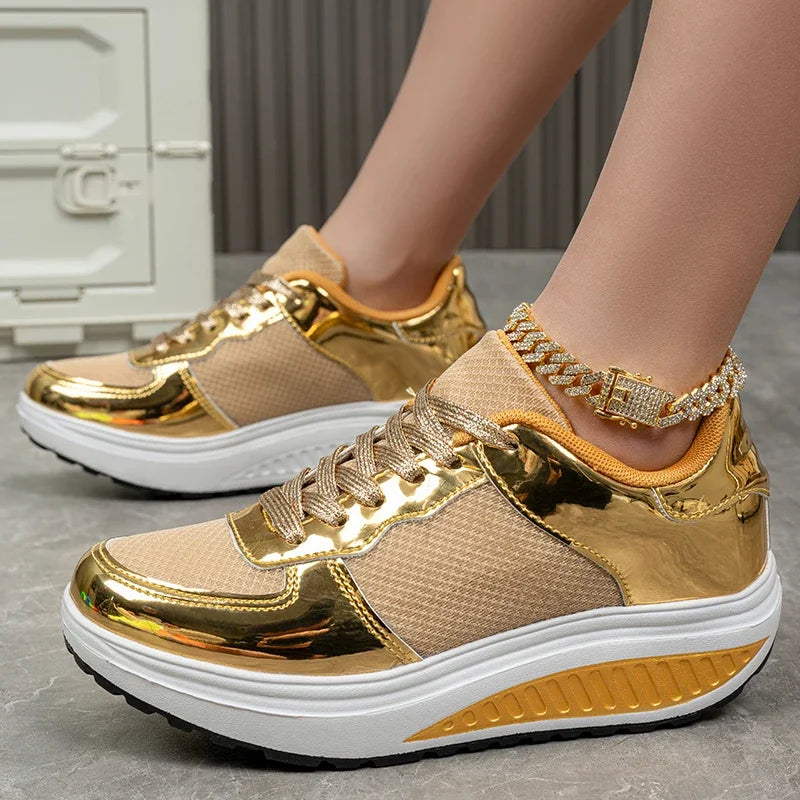 Women's Shoes Flat Anti Slip Outdoor Walking Shoes for Women Sneakers Womens Wedge Sneakers Casual Thick-soled Vulcanized Shoes