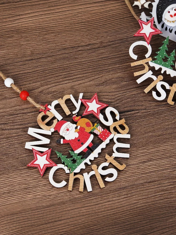 Weihnachtszauber Santa Claus Holzanhänger - Größe 7x5 cm, Naturholz