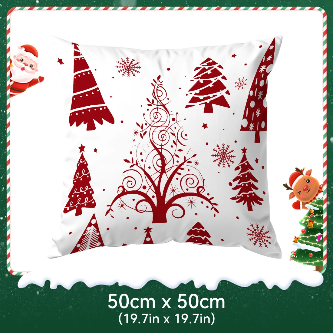 Red Christmas Decoration Pillowcase Printed Polyester 40/45/50cm Throw Pillowcover Decorative Sofa Cushion Pillowslip Home Decor