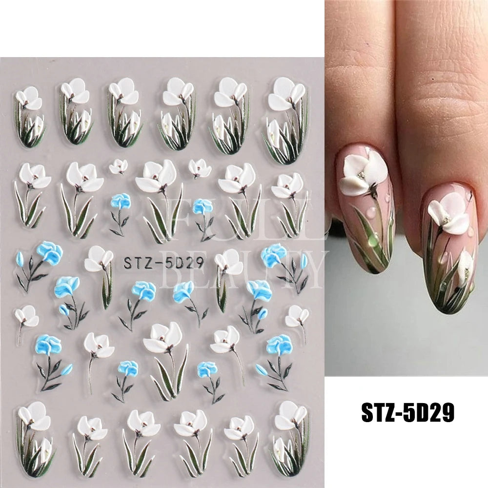 GL5D-K256 5D Sonnenblumen Nagelsticker - Herbstdesign Prägung