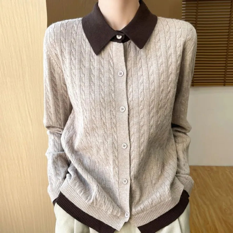 CN Fujian Zweiteiliger Strickcardigan - Größe L Polyester Knopf