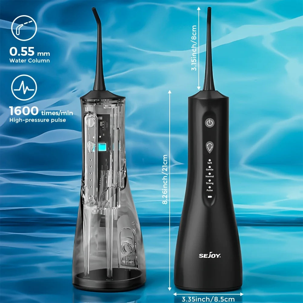 Sejoy Water Dental Flosser For Teeth Cleaning, Cordless Portable Oral Irrigator Rechargeable Powerful Water Teeth Cleaning