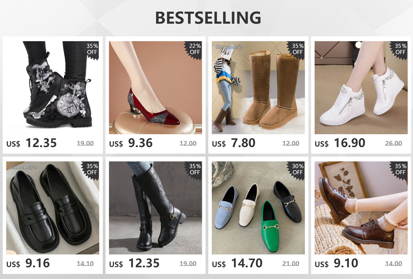 Comemore Kniehohe Plattformstiefel Punk - Kniehoher Schaft, Plattform, Absatz 8 cm