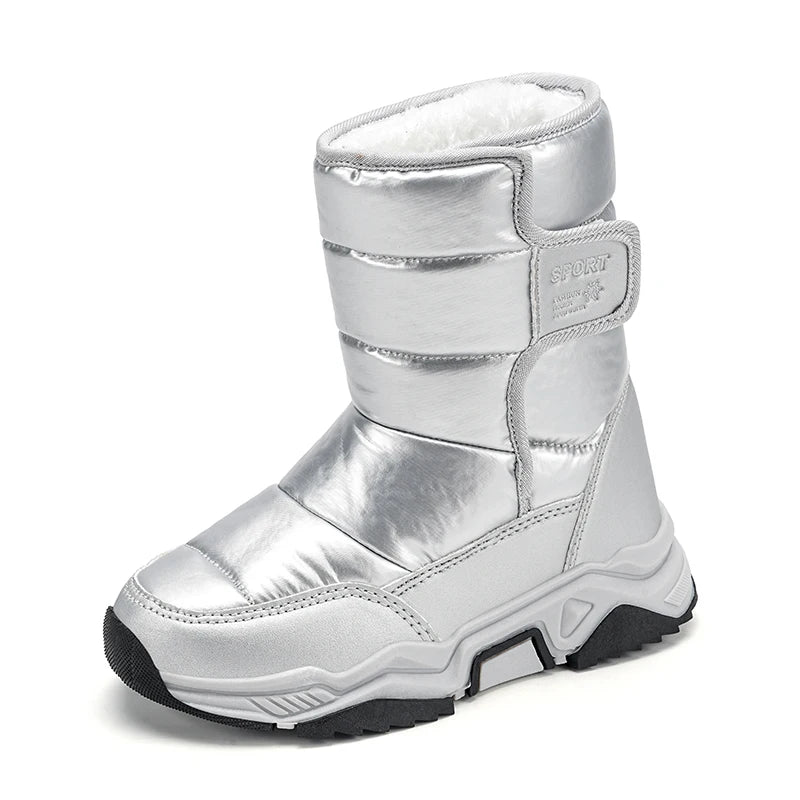Neue Kinder Schnee Stiefel Winter High-top Warme Baumwolle Schuhe für Kinder Jungen Mädchen Warme Plüsch Futter Stiefeletten anti-skid Wasserdicht