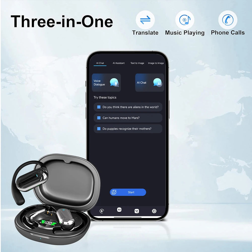 Übersetzer-Kopfhörer 2025: Q16S 3-In-1 Translators Headphones 144 Languages - Instant Voice Translation Earbuds Wireless Bluetooth 5.3 Eeaphones For Business Collection