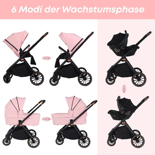 3in1 Kinderwagen Leicht Klappbar Mit Umkehrbarem Sitz Für Neugeborene