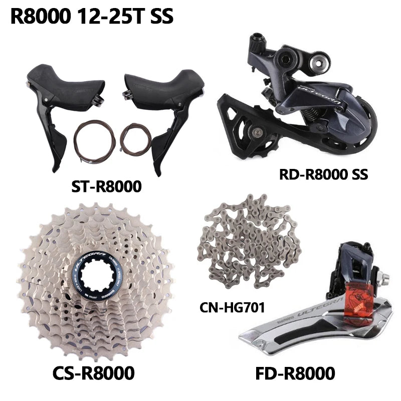 Shimano 105 Ultegra R7000 R8000 Groupset 2x11s Road Bike Bicycle Set CS 12-25T/11-28T/11-30T/11-32T/11-34T Upgrade From 5800