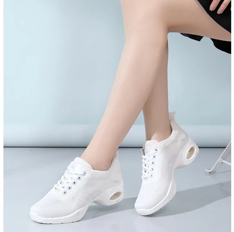 Sneakers Dance Shoes For Women Flying Woven Mesh Comfortable Modern Jazz Dancing Shoes Girls Ladies Outdoor Sports Shoes