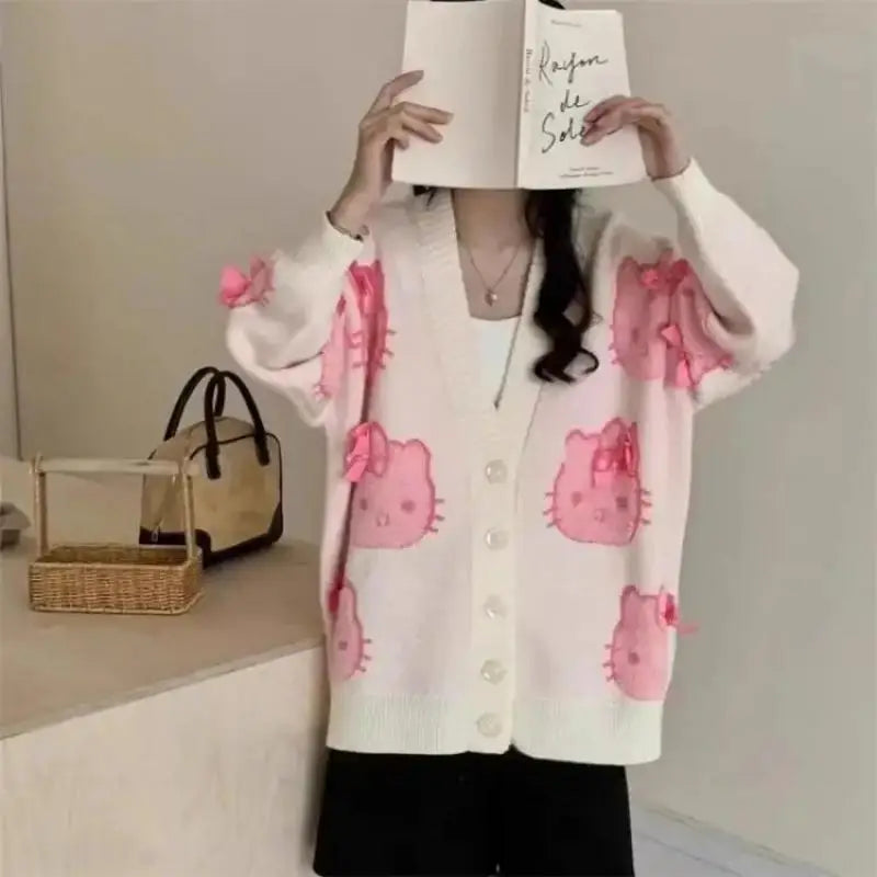 Hallo Kitty Strickjacke Niedlich - Mädchen, S–XL, Locker