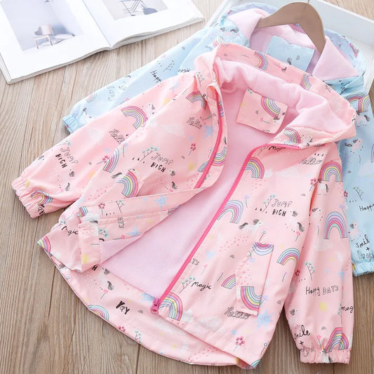 Kinder-Jacke 2025: Rainbow-Unicorn Hooded-Zipper - Kids Outerwear Collection