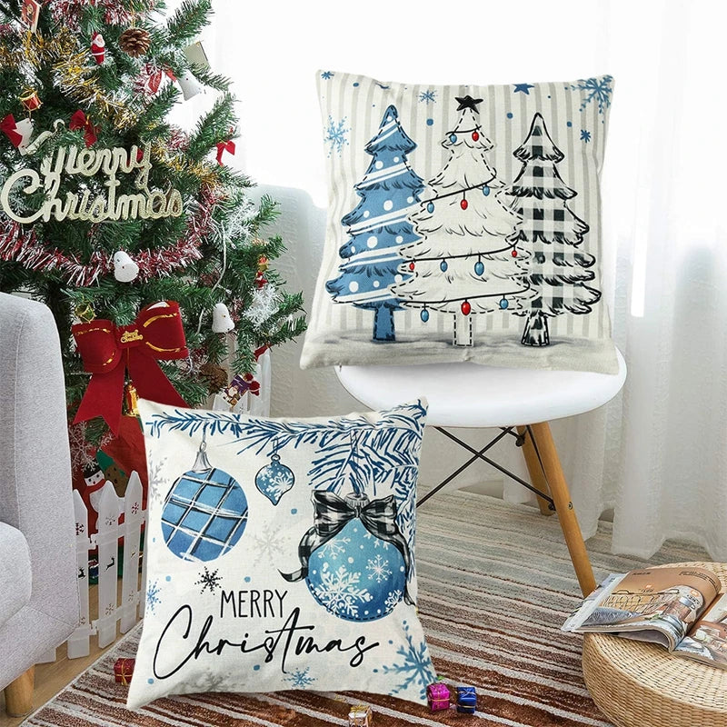 4pcs Christmas Cushion Cover Pillowcase Merry Christmas Decoration Linen Pillow Cases Home 2025 Xmas Gifts Pillow Covers 2026