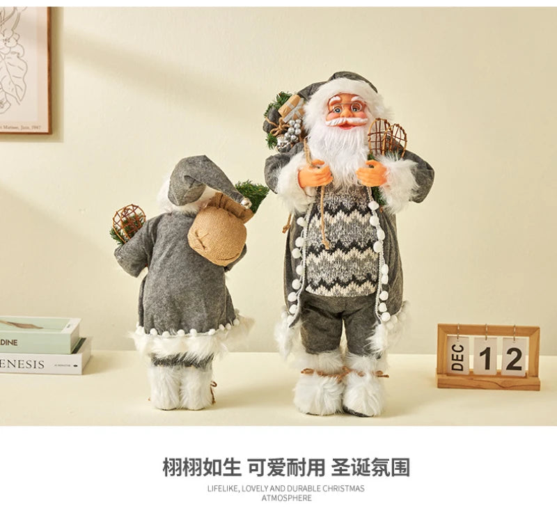60cm Large Santa Claus Merry Christmas Decorations for Home Happy New Year 2023 Fabric Knitting Clothes Doll Window Decor