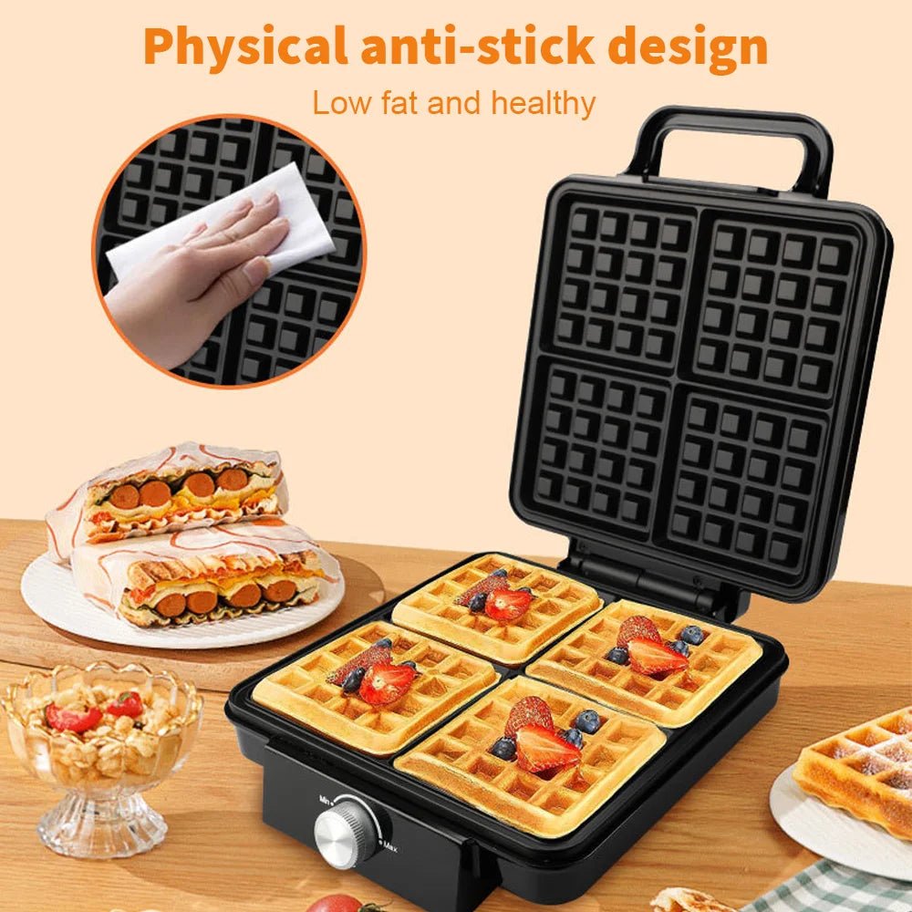 Mini Waffle Maker 1500W Kitchen Cooking Appliance 220V Electric Nonstick Waffle Making Machine for Kids Breakfast Dessert Pot