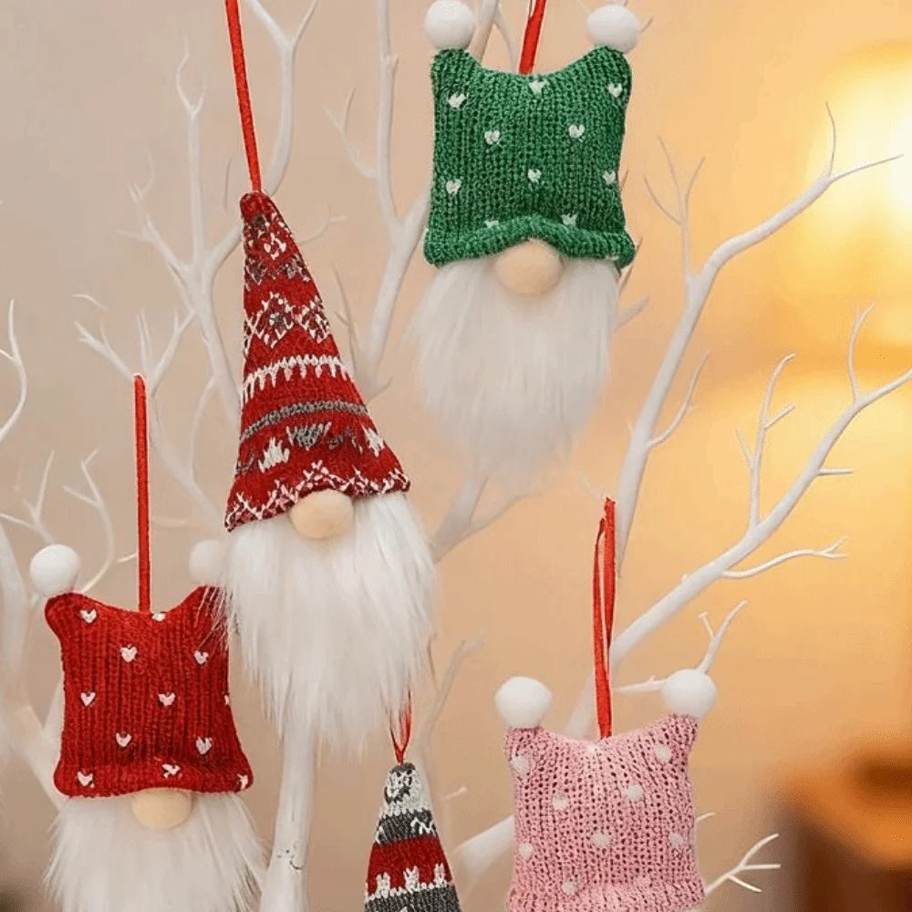 3/6Pcs Kreative Weihnachtsdekoration Anhänger Gesichtslose Puppe Plüsch Zwerge Hängen Weihnachtsbaum Anhänger Einfach Zu Hängen
