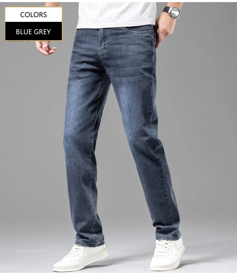 Sommer Slim Elastische Baumwolle Jeans - Gerade, Leicht
