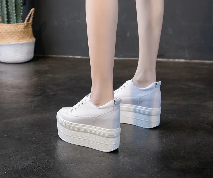 White Luxury Designer Sneakers On Platform Sports Shoes For Women  New Fashion Thick Bottom Wedding Shoes High Heel