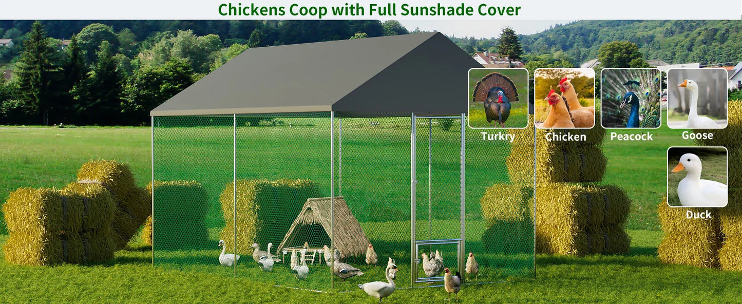 XXL XL Large Outdoor Chicken Run Coop Heavy Duty Walk-In Chicken Coop Run Cage Duck Goose Pen Fence with Lockable Door