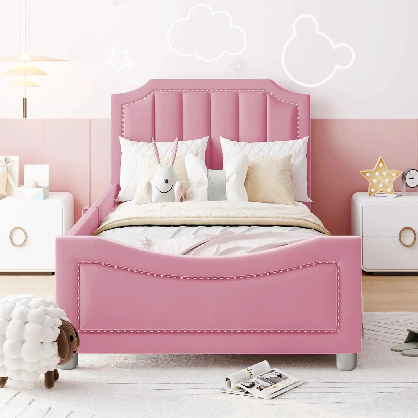 Kinderpolsterbett Schlafsofa 90x200 cm Mit Rückenlehne Bequem