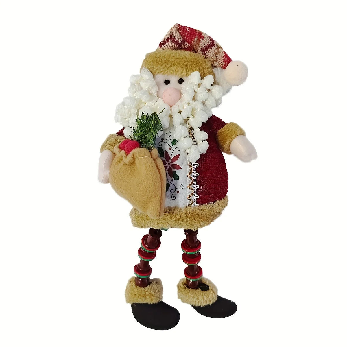 BOUSSACCN Sitzende Weihnachtsfigur - Größe 25 cm, Stoff, Holzperlen