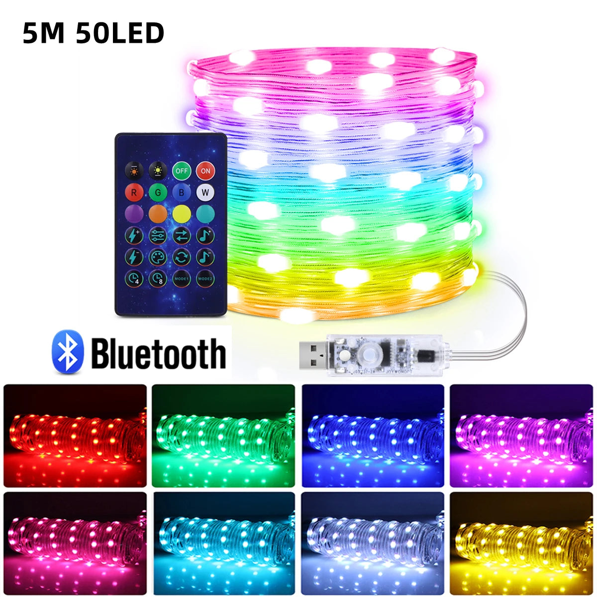 Mannanov LED Curtain Light Dreamcolor - Länge 20m USB 5V Bluetooth