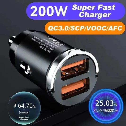 USB-Autoladegerät 200 W Schnellladung Typ C Autotelefon-Ladegerät-Adapter für iPhone Samsung Xiaomi Huawei USB C Schnellladegerät im Auto by Golden Bridge Store