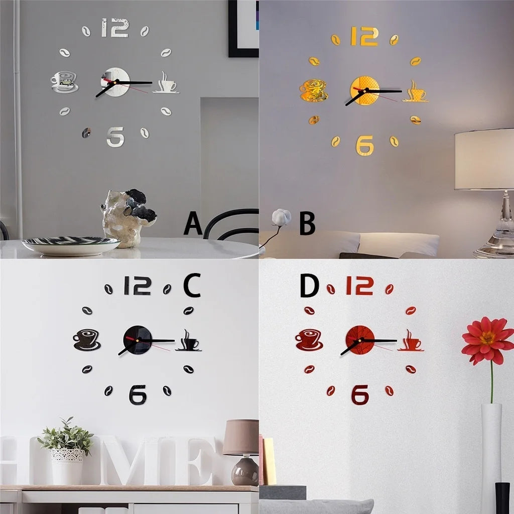 Digital Wall Clock Sticker Modern Design DIY Kitchen  Living Room Home Decor Diy Quartz Needle