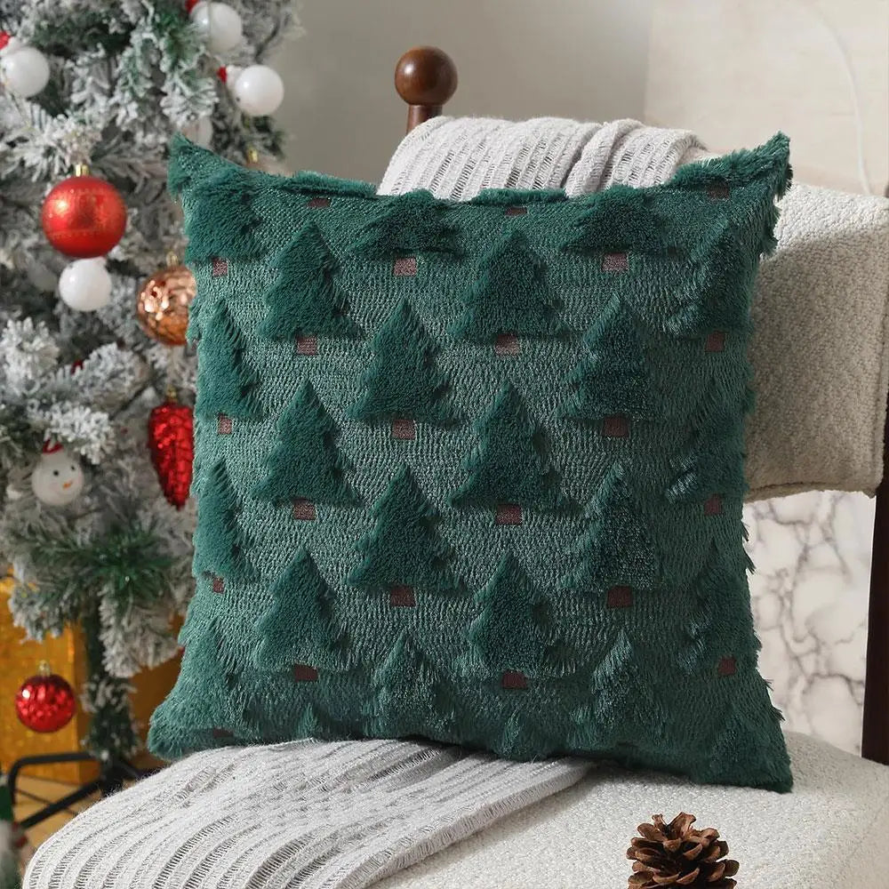 45x45cm Winter Throw Pillow Cover Xmas Home Decor Christmas Plush Pillowcase Pillowslip Home Textile Christmas Tree Pillow Cases