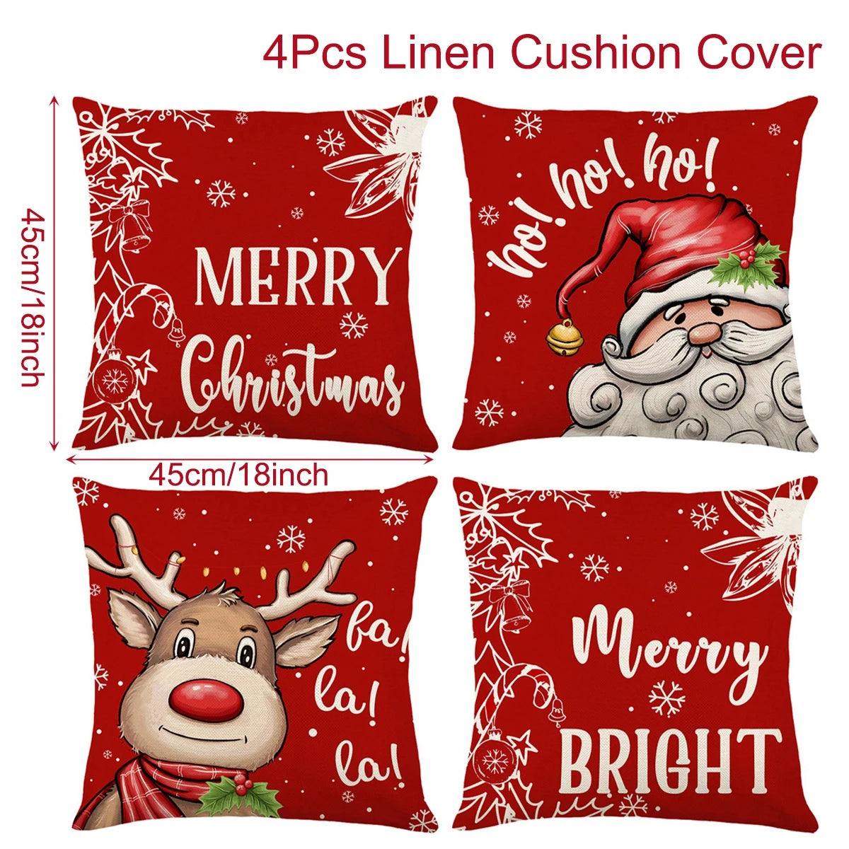 4pcs Christmas Cushion Cover Pillowcase Merry Christmas Decoration Linen Pillow Cases Home 2025 Xmas Gifts Pillow Covers 2026