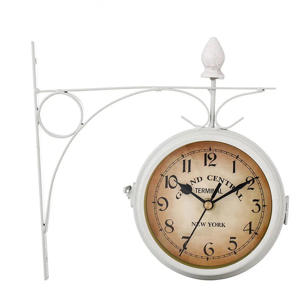 Double-Sided Vintage Wall Clock Creative Double-Sided Home Clock for Enjoying European Retro Style