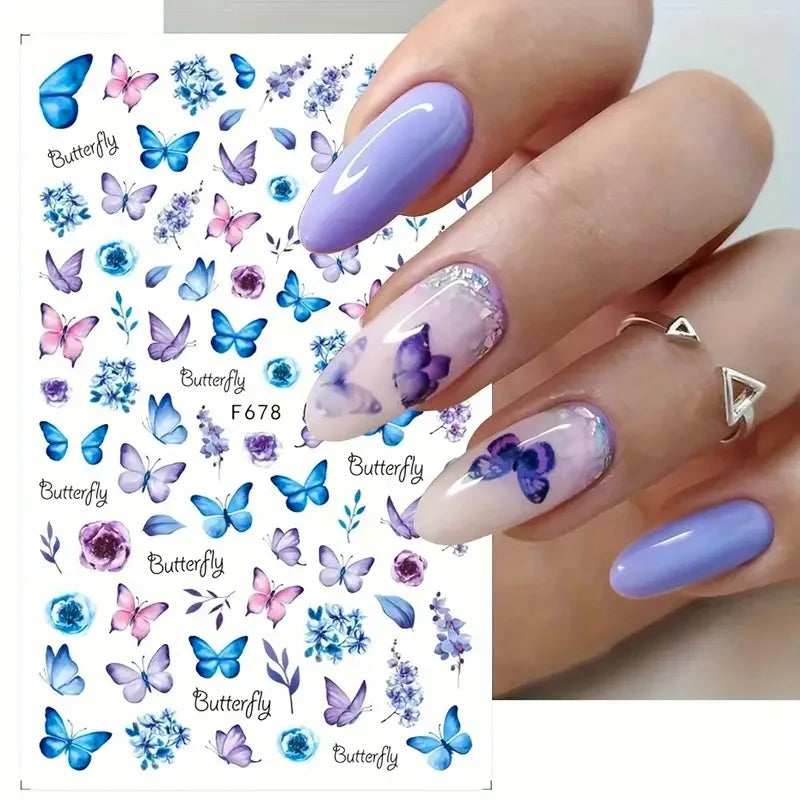 NailArt Schmetterling Sticker Selbstklebend - 6 Stück 3D