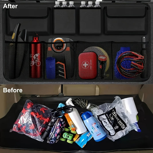 Multifunctional Car Seat Back Storage Bag with Mesh Pocket and Hanging Storage Bag for Car Accessories
