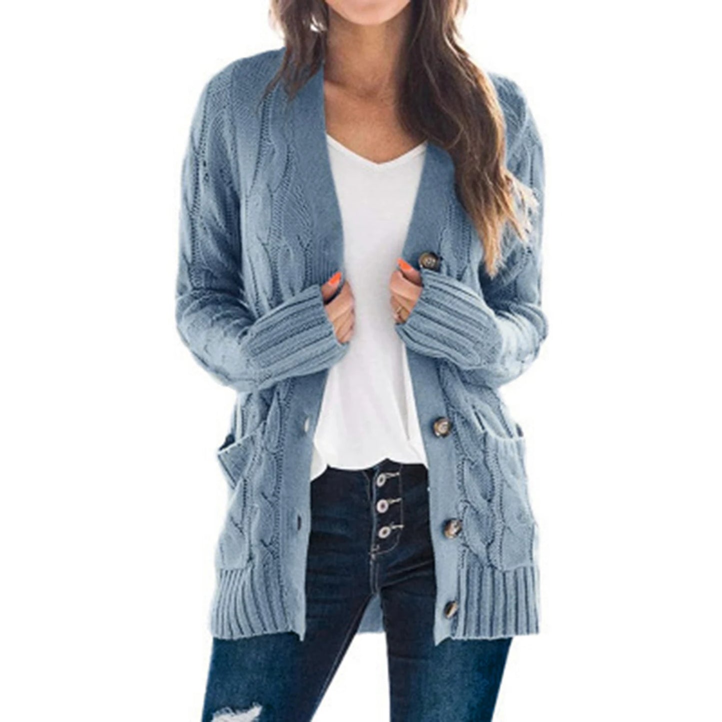 SANWOOD Strick-Cardigan Knopffront - Größe M/L 120–220 g/m²