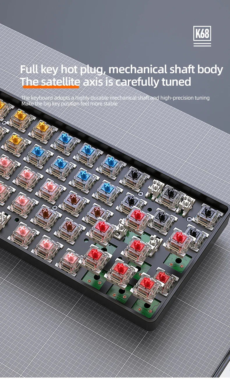 Gaming-Tastatur 2025: K68 Wireless Mechanical Hot-Swap - Red Switch Bluetooth Type-C Collection