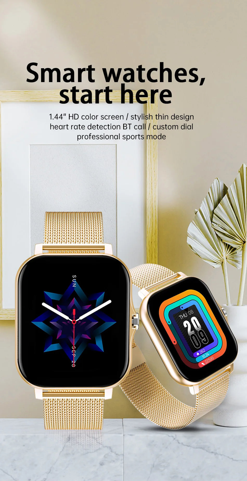 SmartWatch Pro Bluetooth Anruf - 1.44 Zoll SpO2 Blutdruck