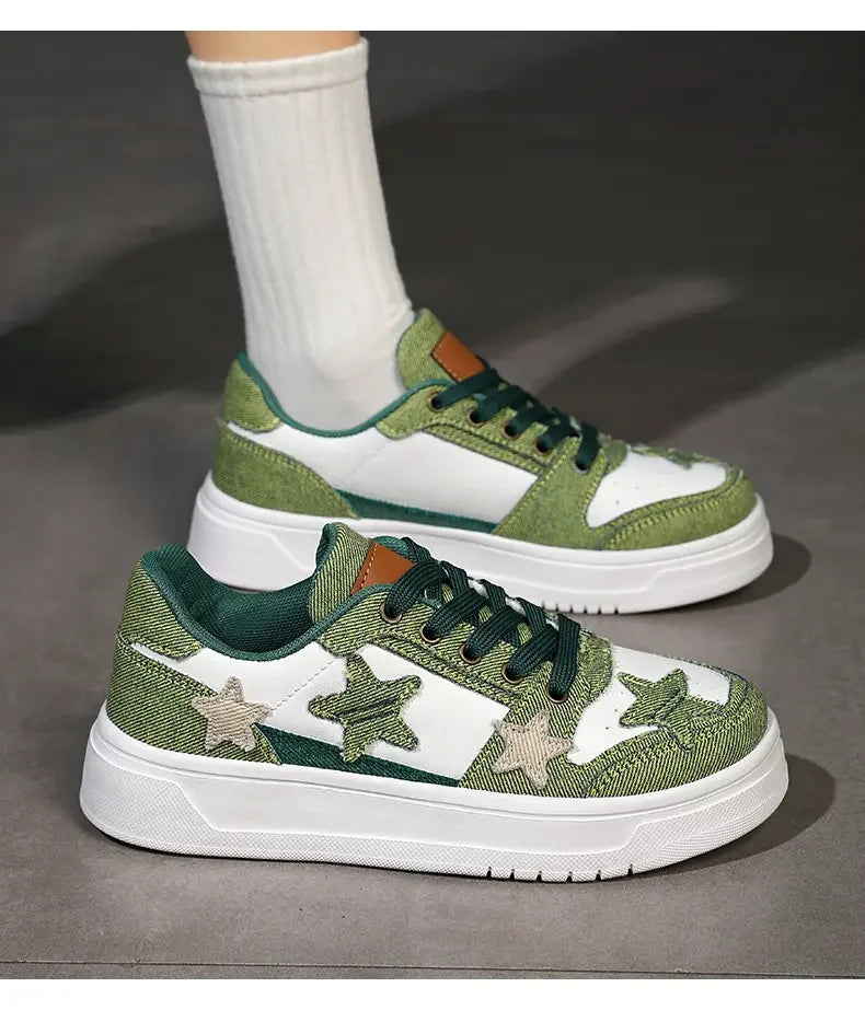 Men's Sneakers Fashion Star Skate Shoes Punk Hip Hop Style Student Sports 2 Summer All-match Non-slip Booster Casual Shoes