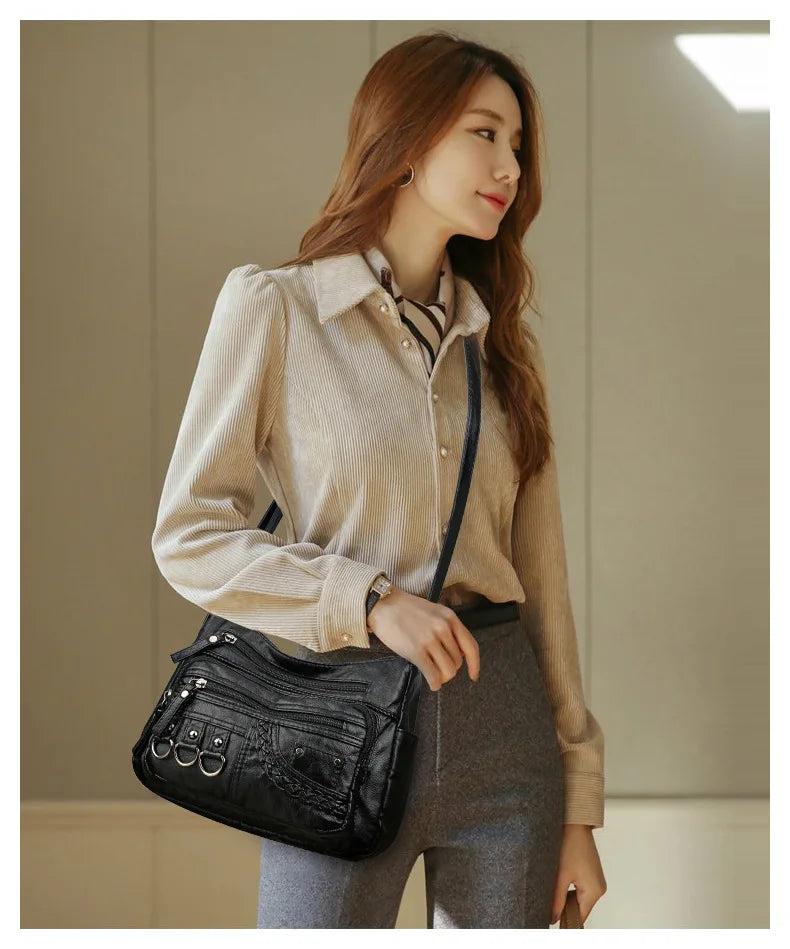 New Arrival Crossbody Shoulder Bag Soft Washed Leather Women's Mini Bag Versatile Handbag