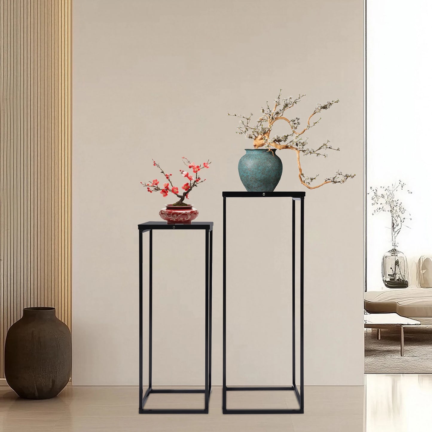 Bymaocar Pflanzenständer-Set 70/60 cm Metall Tragfähigkeit 4-5 kg