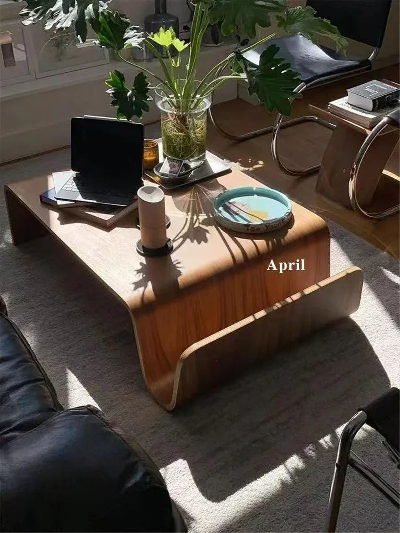 Massivholz Kaffeetisch 2025 - Modern Bentwood Zimmer Schreibtische Tragbar - Niedrig Zentrum Tee Tisch Wohnzimmer Möbel Seite Aufbewahrung Design