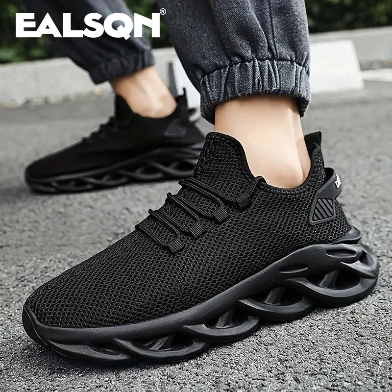 Herren-Laufschuhe 2025: EALSQN Männer Sport Laufen Schwarz Jogging Schuhe Lässige Sneaker Braun Outdoor Atmungsaktiv Mesh Frauen Leicht Stoßdämpfung Schwarz Tennis Kollektion