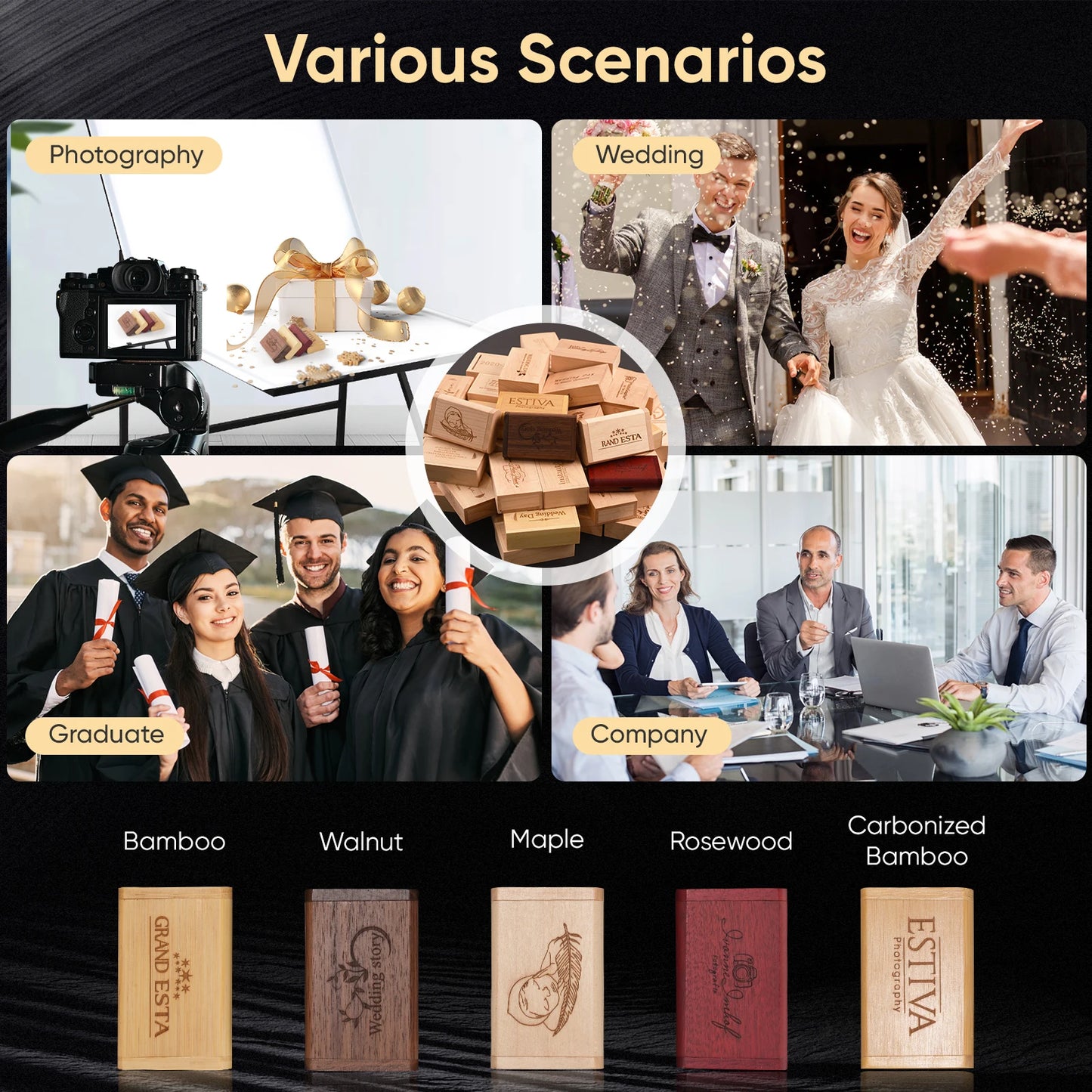 JASTER USB-Stick 2.0 128GB Holz/Bambus Kostenloses Logo Pendrive 4GB 8GB 16GB 32GB 64GB Pen Drive Hochzeitsgeschenke