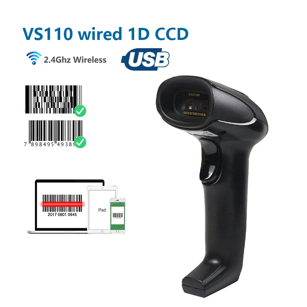 1D/2D Supermarkt Handheld Barcode Bar Code Scanner Leser QR PDF417 Bluetooth 2.4G Drahtlos & Verkabelt USB Plattform - 12.02€