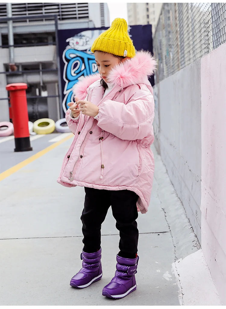 Kinder-Schneestiefel, 2025, Herbst-Winter-Wolle, warm halten, Kinderstiefel, Marke, modisch, wasserdicht, rutschfest, Baumwollschuhe für Mädchen und Jungen